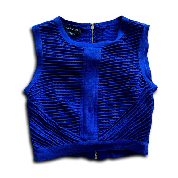 Bebe Vintage Ensemble Knit Skirt and Sleeveless Blue Bodycon Coordinating Top - Picture 2 of 6